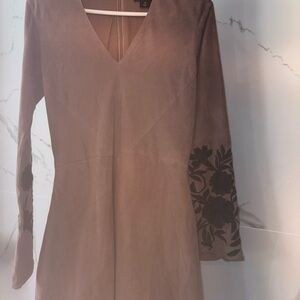 Elegant Brown Dress with Floral Sleeves